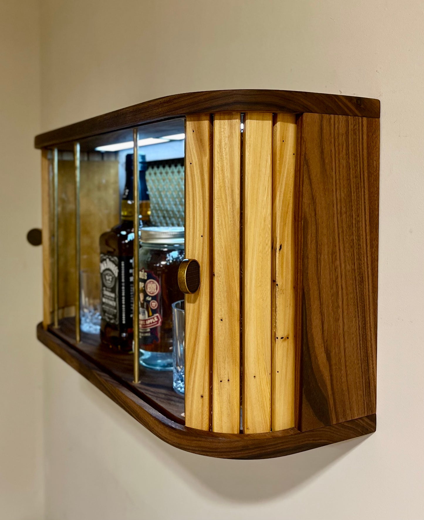 Floating Mini Whiskey Tambour Cabinet